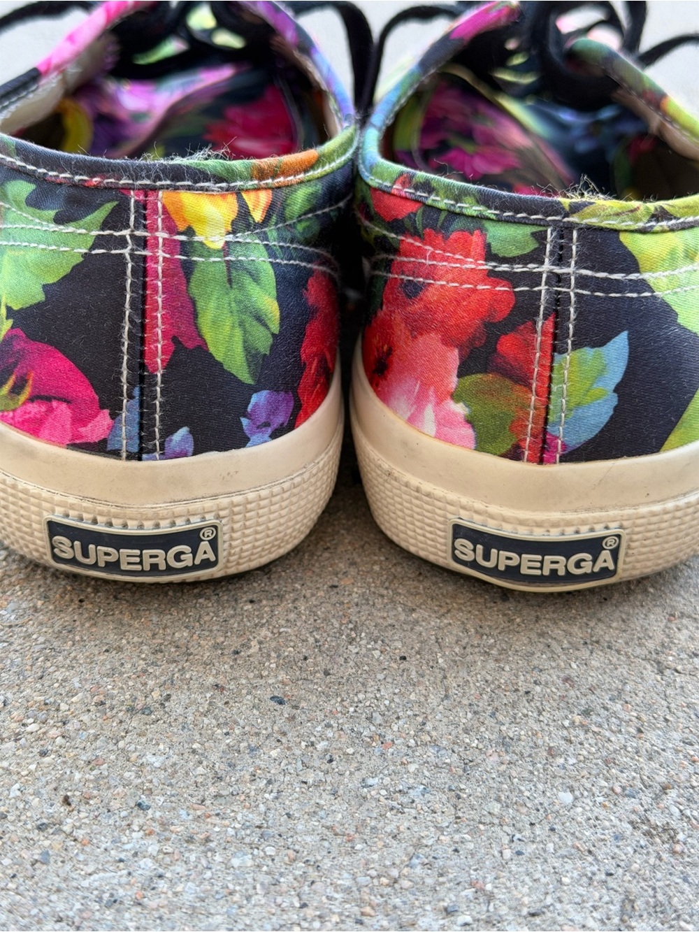 Superga Floral Canvas Low-Top Sneakers in Pink, Green, Orange, Black - Picture 5 of 5
